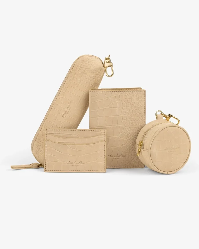 Porte-cartes en nubuck gaufré croco