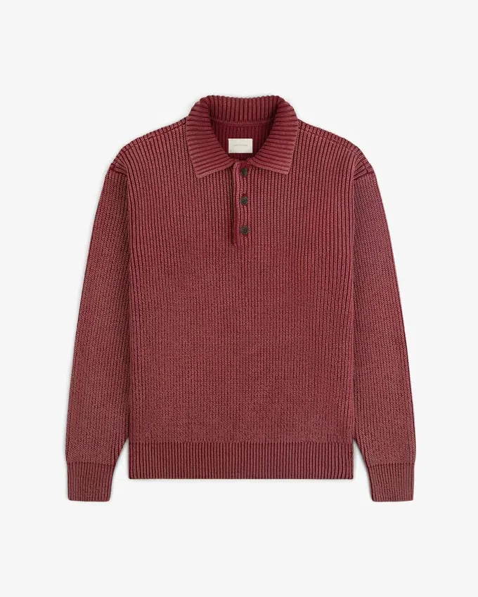 Polo en maille délavé à la pierre