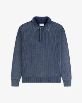 Polo en maille délavé à la pierre