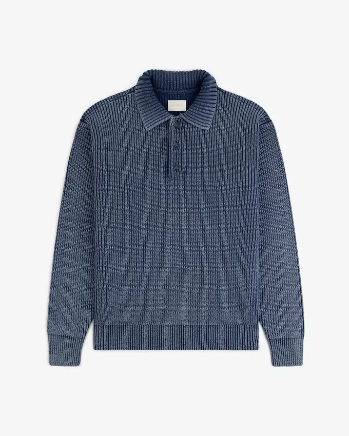 Polo en maille délavé à la pierre