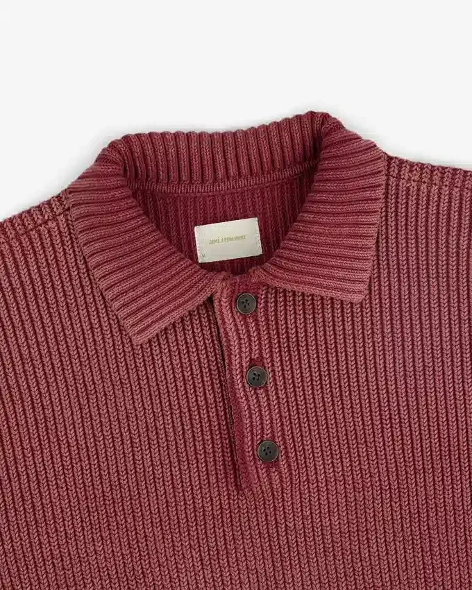 Polo en maille délavé à la pierre