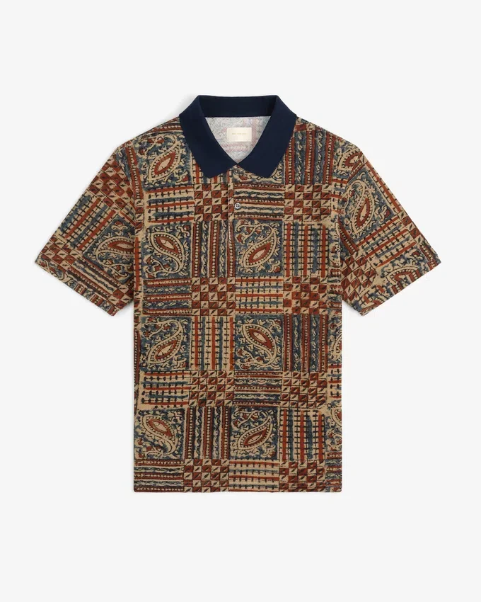Polo en piqué à imprimé Paisley