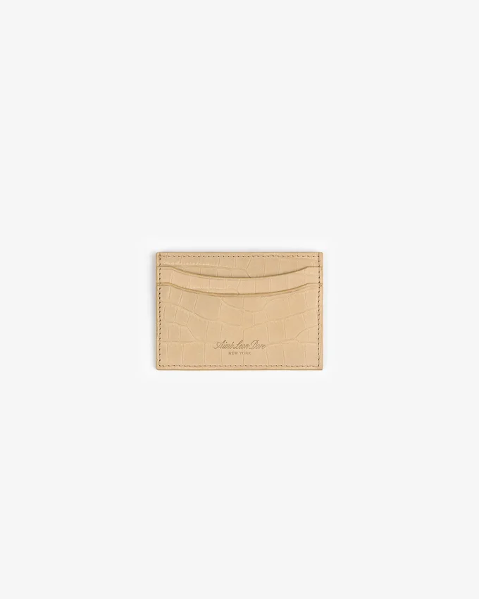 Porte-cartes en nubuck gaufré croco