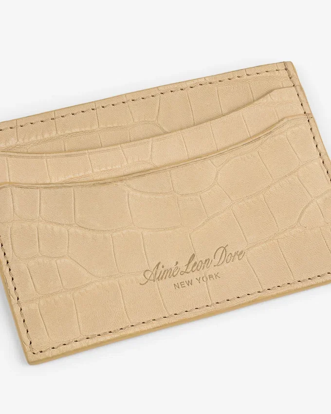 Porte-cartes en nubuck gaufré croco