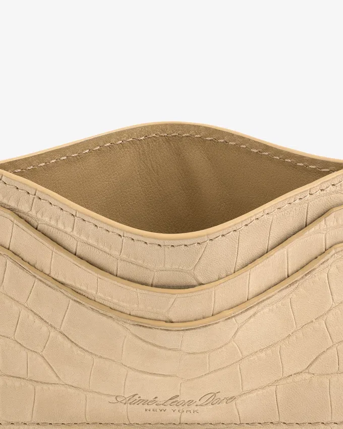 Porte-cartes en nubuck gaufré croco