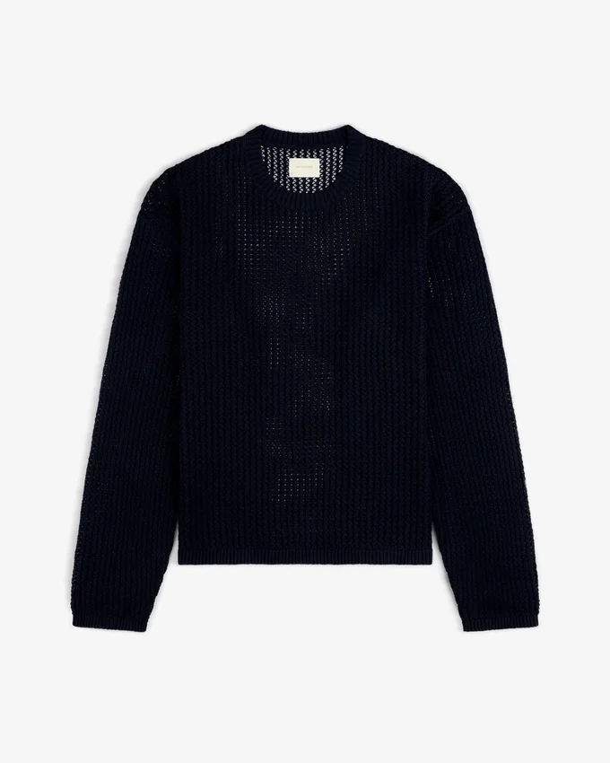Pull à col rond en coton ajouré