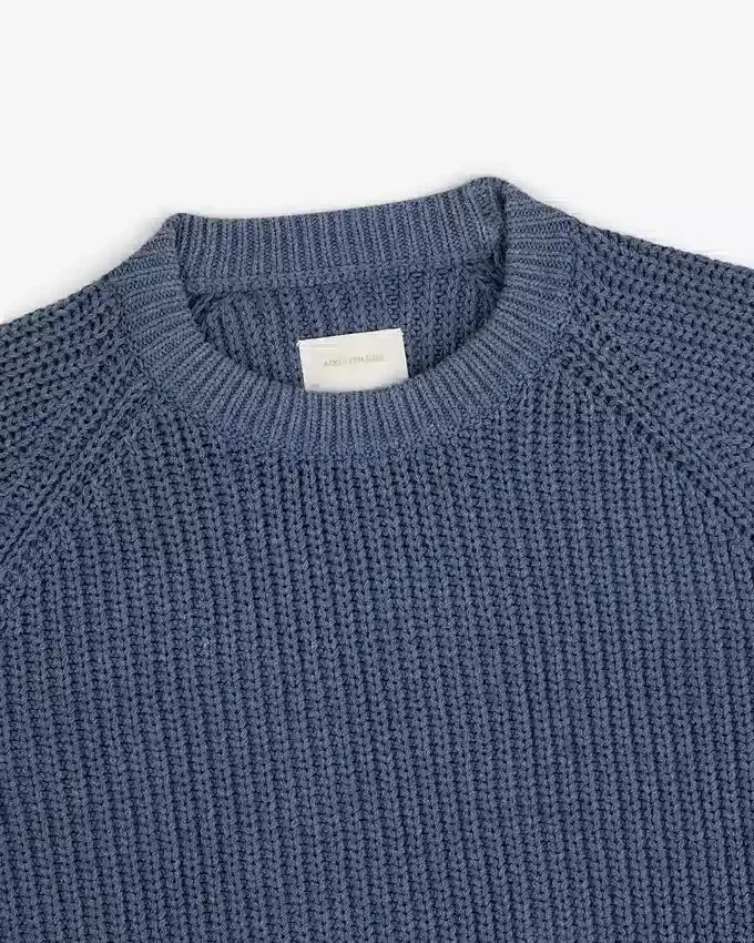 Pull à col rond en denim tricoté