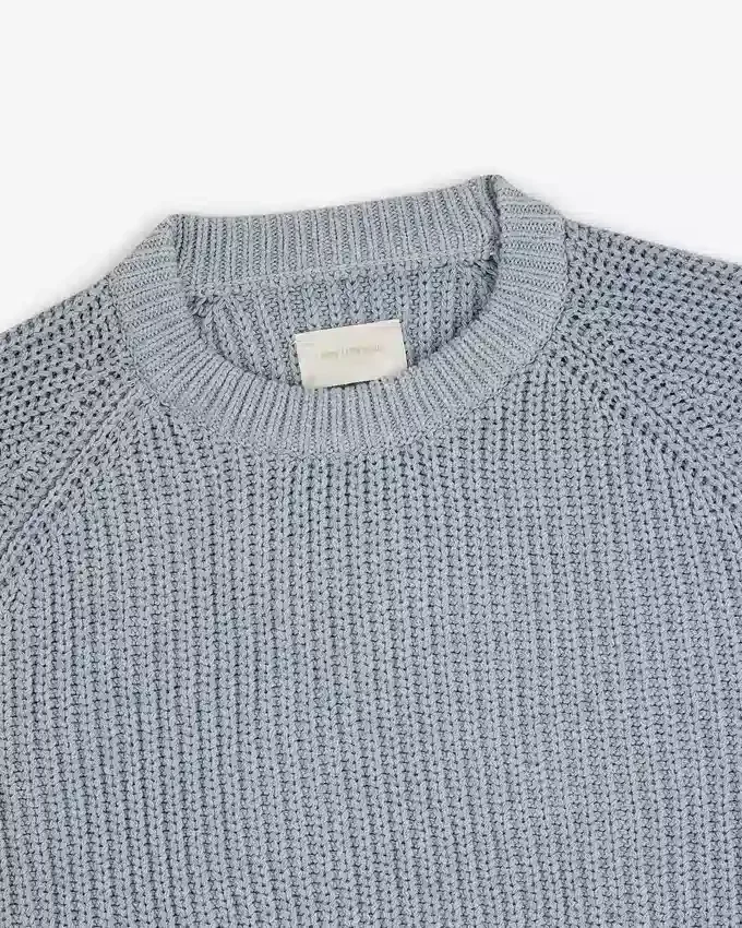 Pull à col rond en denim tricoté