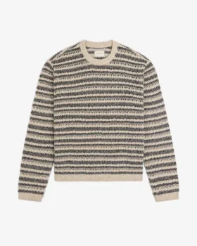 Pull à col rond en maille ajourée bouclée