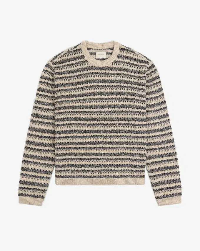 Pull à col rond en maille ajourée bouclée