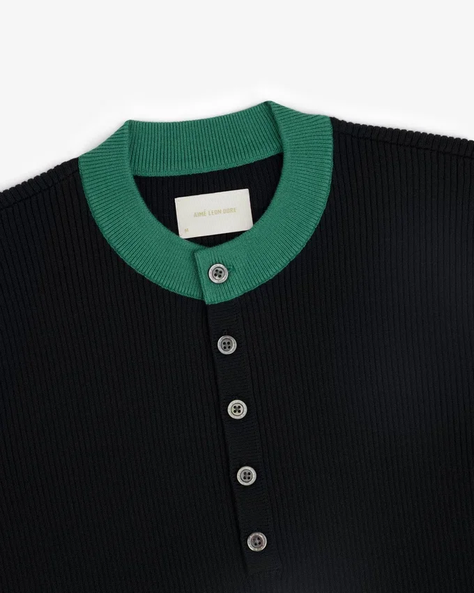Pull Henley en maille sportive