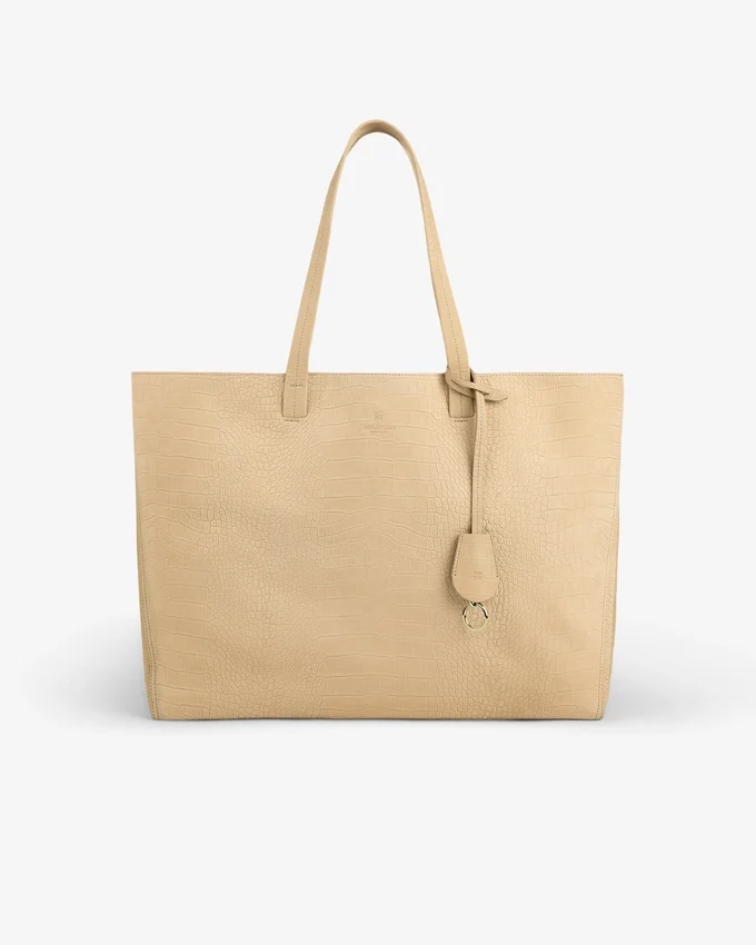 Sac cabas en nubuck gaufré croco