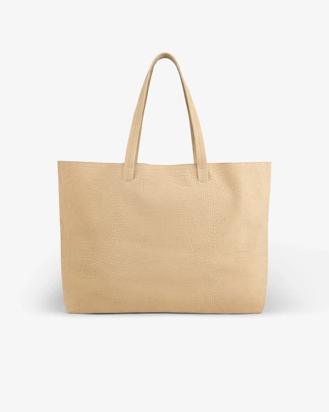 Sac cabas en nubuck gaufré croco