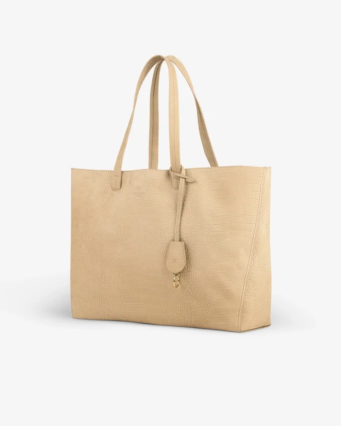 Sac cabas en nubuck gaufré croco