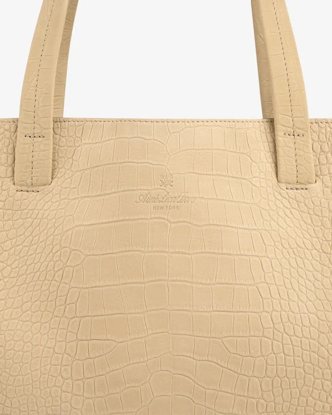 Sac cabas en nubuck gaufré croco