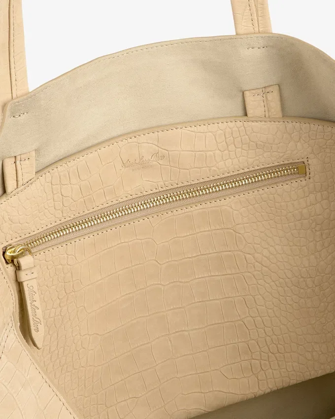 Sac cabas en nubuck gaufré croco