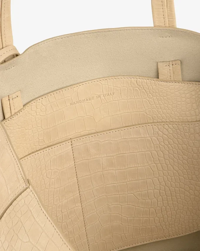 Sac cabas en nubuck gaufré croco