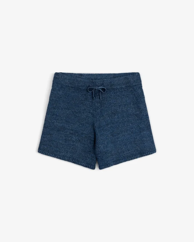 Short en lin tricoté avec cordon de serrage