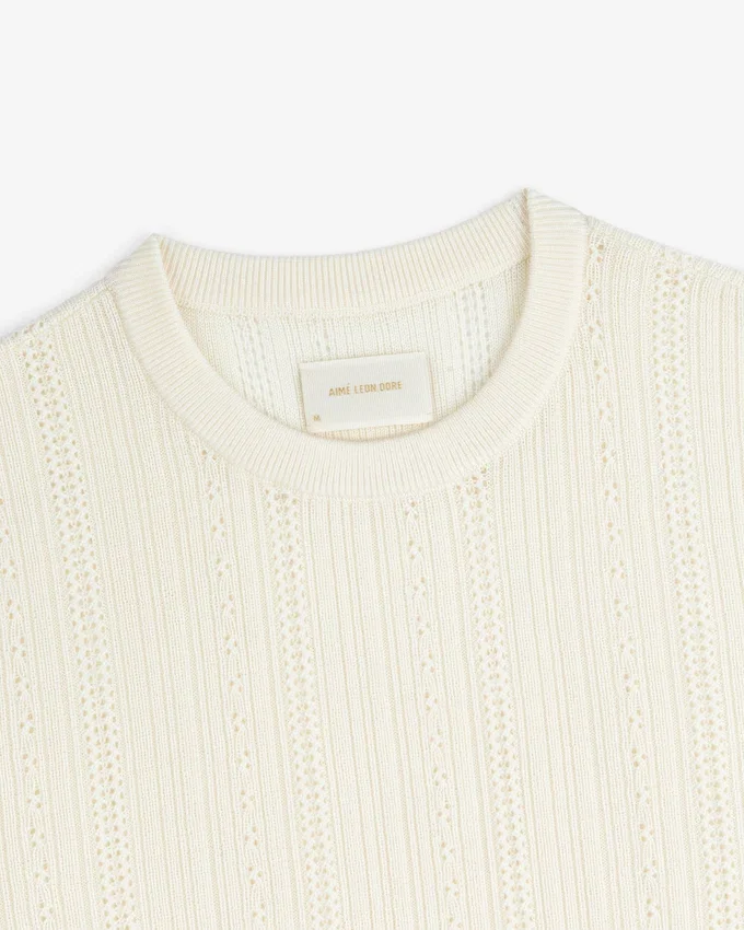 T-shirt en laine mérinos à œillets