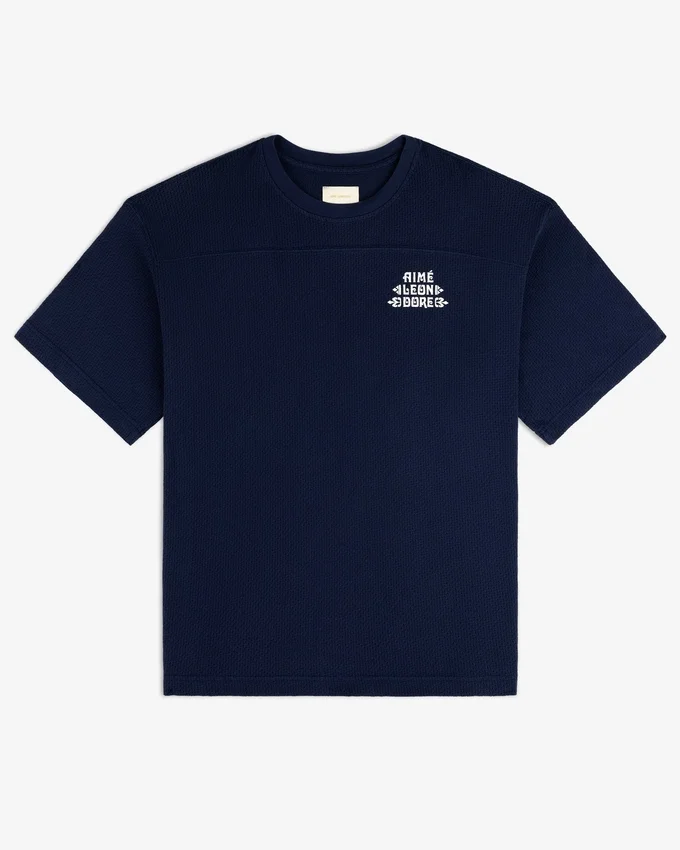 T-shirt à logo superposé en pointelle