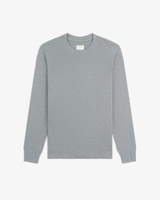 T-shirt thermique à manches longues en tissu gaufré