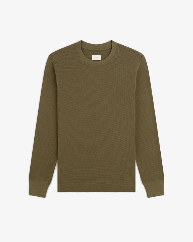 T-shirt thermique à manches longues en tissu gaufré