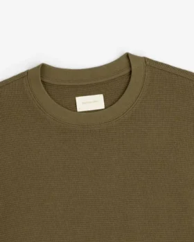 T-shirt thermique à manches longues en tissu gaufré