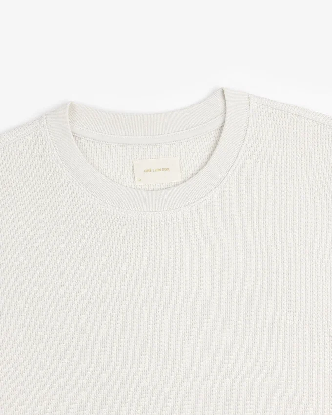 T-shirt thermique à manches longues en tissu gaufré