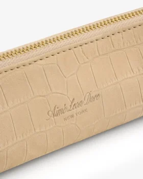 Trousse en nubuck gaufré imitation crocodile