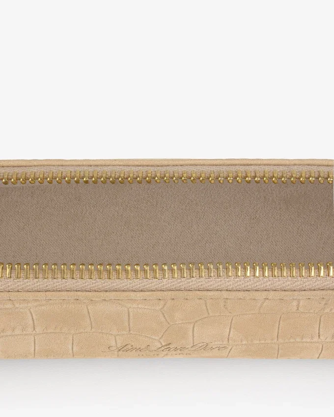 Trousse en nubuck gaufré imitation crocodile