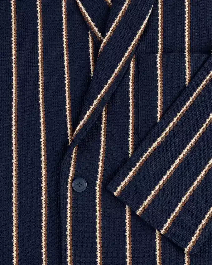 Veste à col châle en jacquard rayé