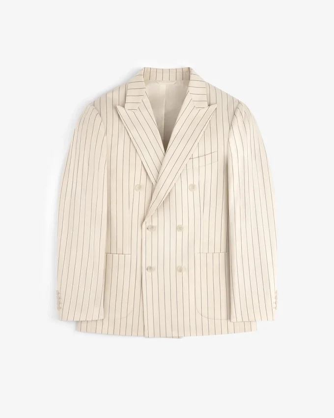 Veste de costume à double boutonnage à fines rayures
