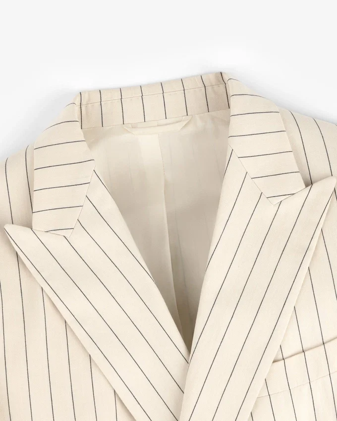 Veste de costume à double boutonnage à fines rayures
