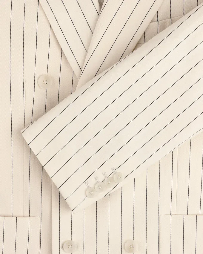 Veste de costume à double boutonnage à fines rayures