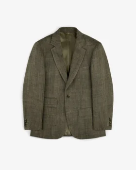 Veste de costume en lin teint en fil, à simple boutonnage
